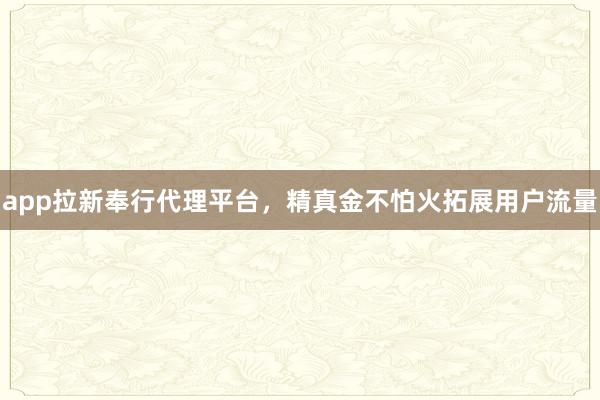 app拉新奉行代理平台，精真金不怕火拓展用户流量
