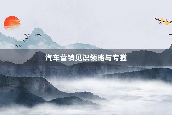 汽车营销见识领略与专揽